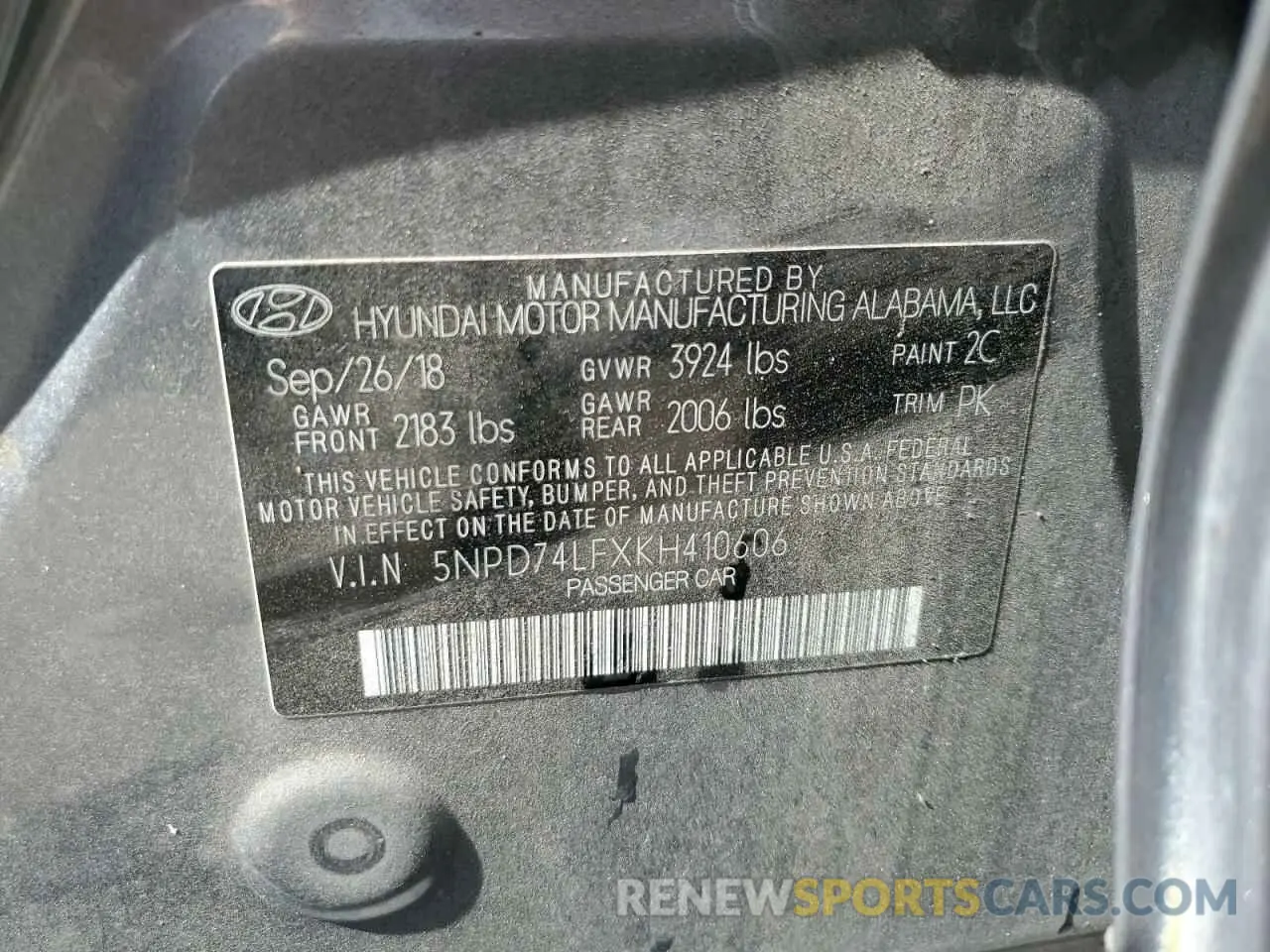 13 Photograph of a damaged car 5NPD74LFXKH410606 HYUNDAI ELANTRA 2019