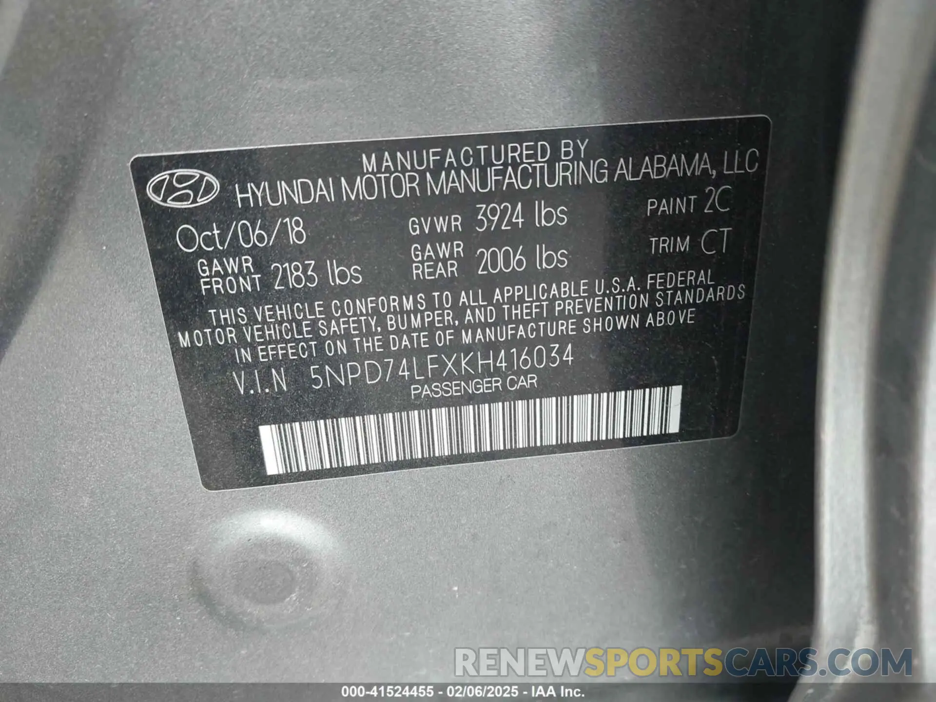 9 Photograph of a damaged car 5NPD74LFXKH416034 HYUNDAI ELANTRA 2019