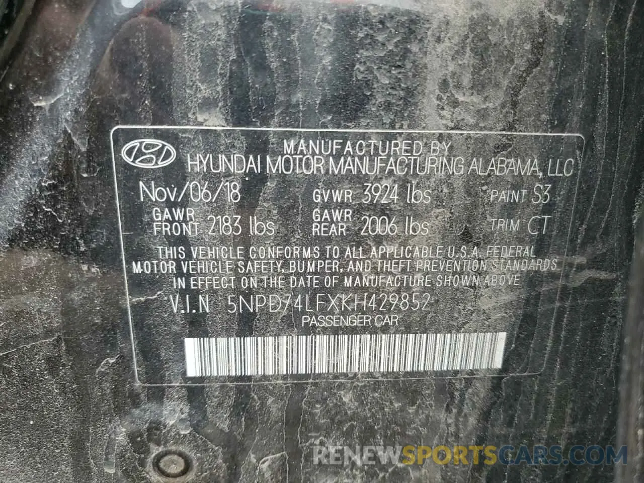 14 Photograph of a damaged car 5NPD74LFXKH429852 HYUNDAI ELANTRA 2019