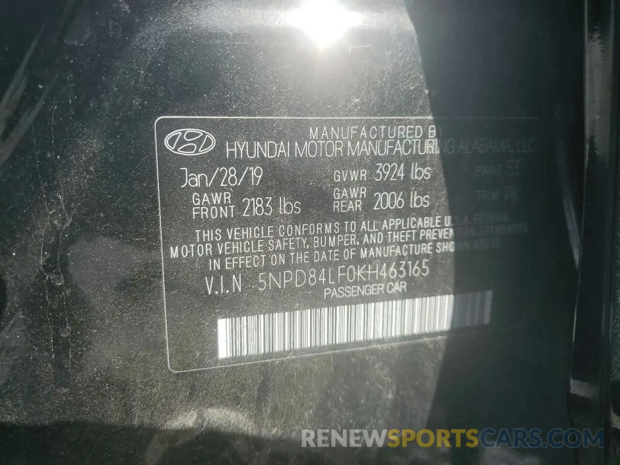 15 Photograph of a damaged car 5NPD84LF0KH463165 HYUNDAI ELANTRA 2019