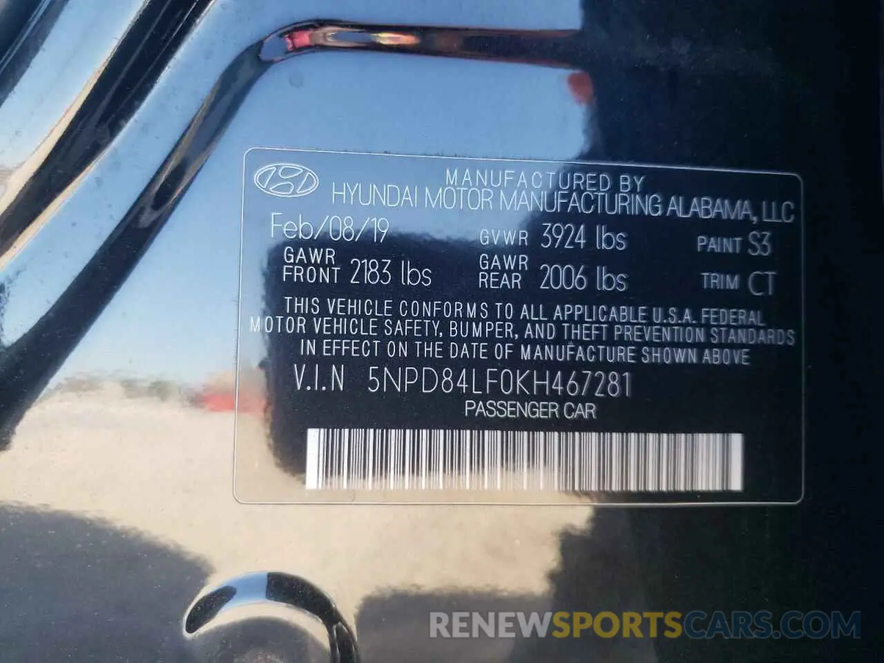 14 Photograph of a damaged car 5NPD84LF0KH467281 HYUNDAI ELANTRA 2019