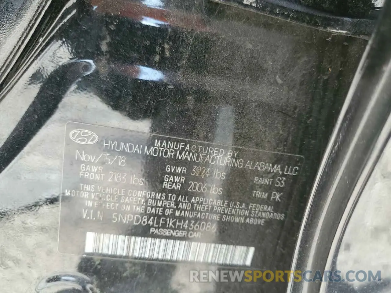 12 Photograph of a damaged car 5NPD84LF1KH436086 HYUNDAI ELANTRA 2019