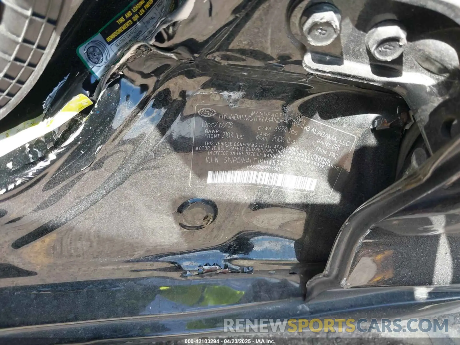 9 Photograph of a damaged car 5NPD84LF1KH453423 HYUNDAI ELANTRA 2019
