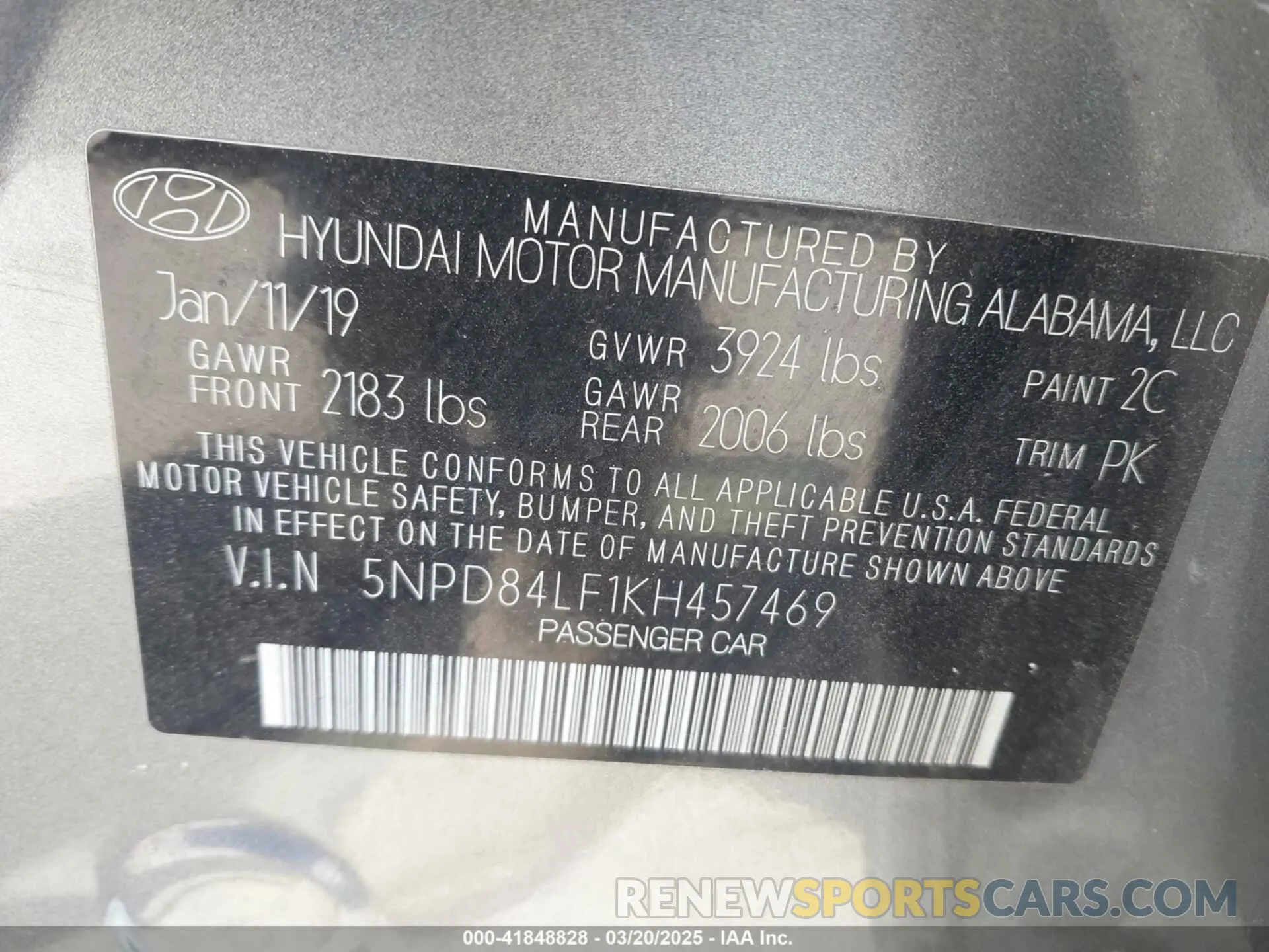 9 Photograph of a damaged car 5NPD84LF1KH457469 HYUNDAI ELANTRA 2019