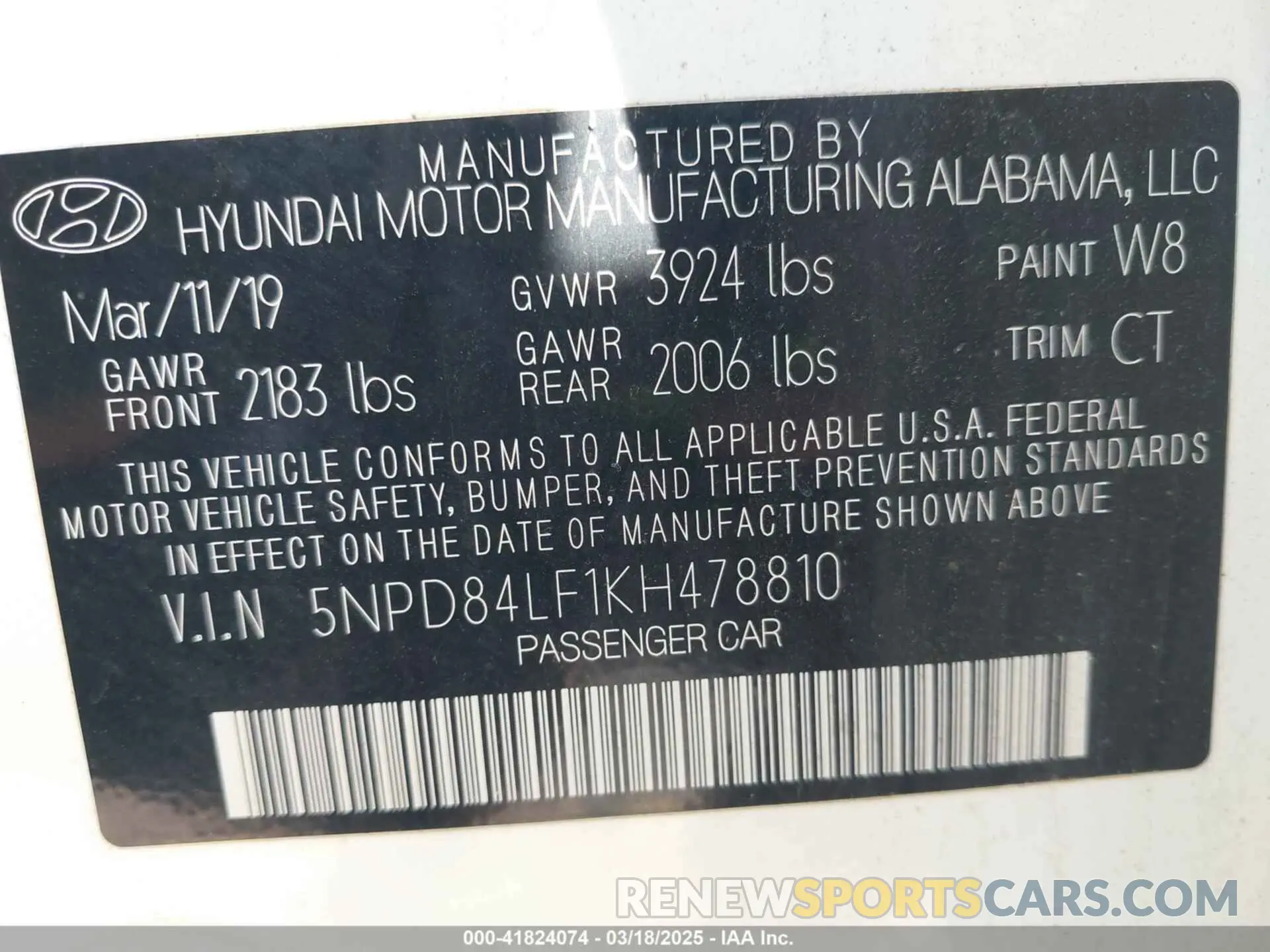 9 Photograph of a damaged car 5NPD84LF1KH478810 HYUNDAI ELANTRA 2019