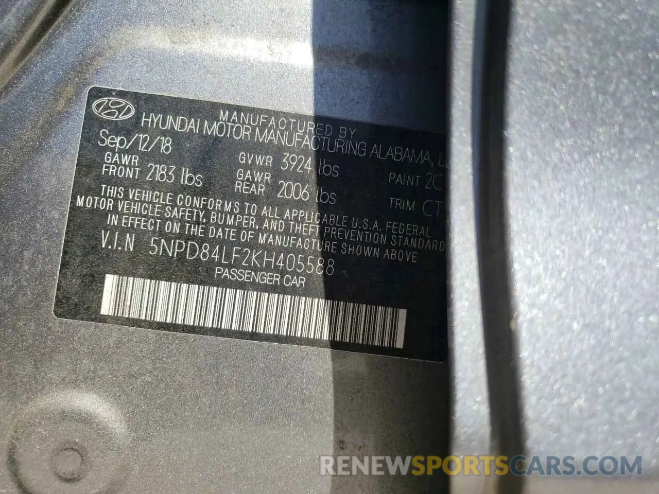 13 Photograph of a damaged car 5NPD84LF2KH405588 HYUNDAI ELANTRA 2019