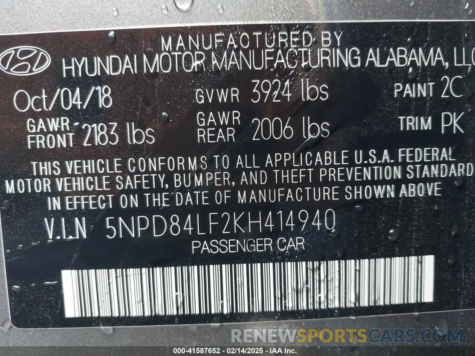 9 Photograph of a damaged car 5NPD84LF2KH414940 HYUNDAI ELANTRA 2019