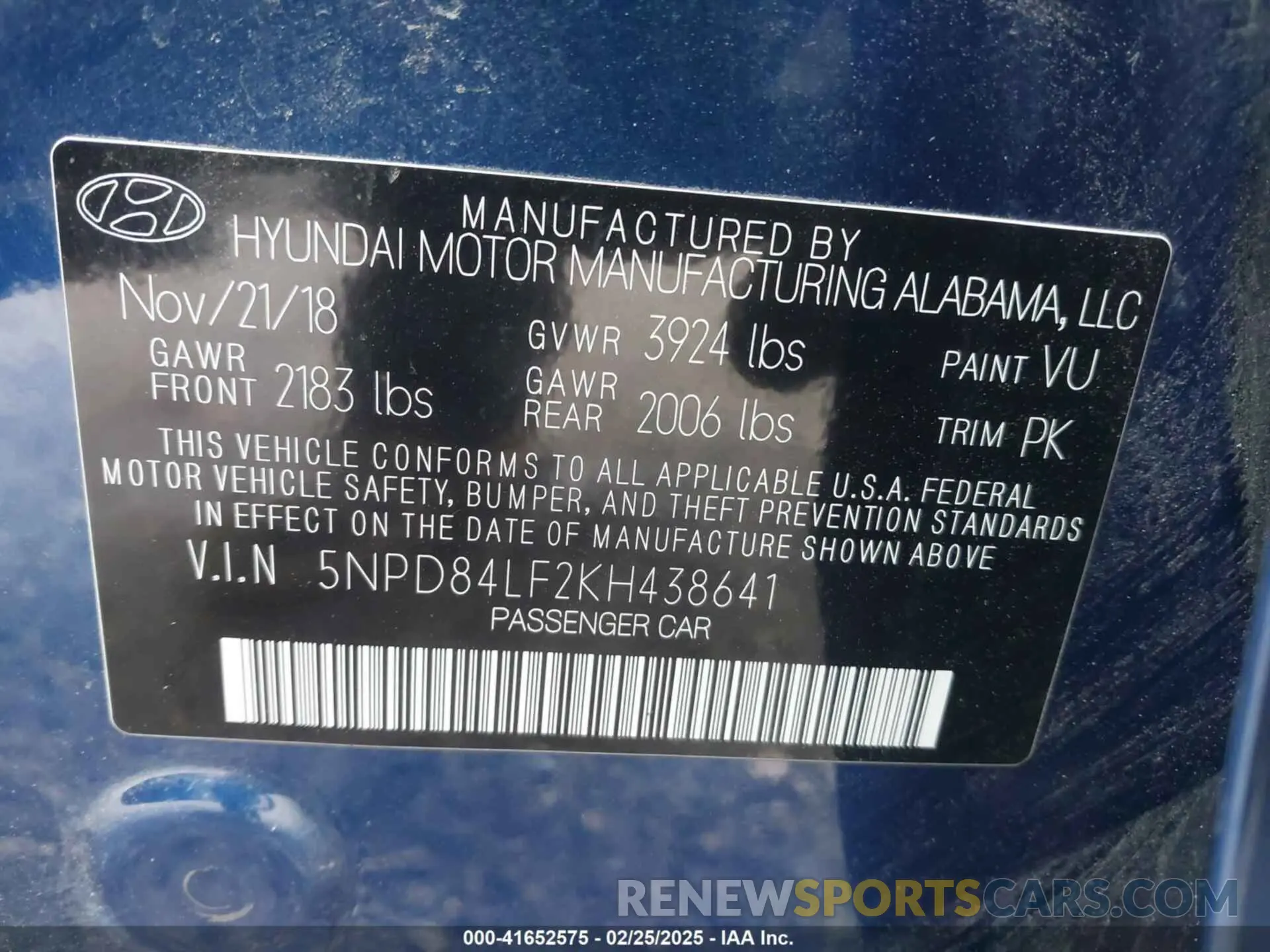 9 Photograph of a damaged car 5NPD84LF2KH438641 HYUNDAI ELANTRA 2019