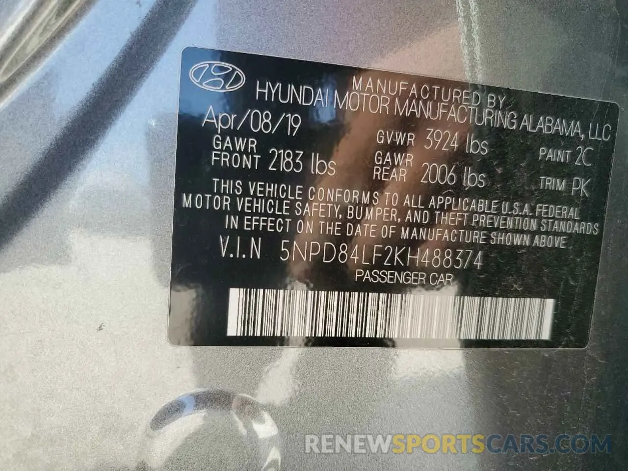 12 Photograph of a damaged car 5NPD84LF2KH488374 HYUNDAI ELANTRA 2019