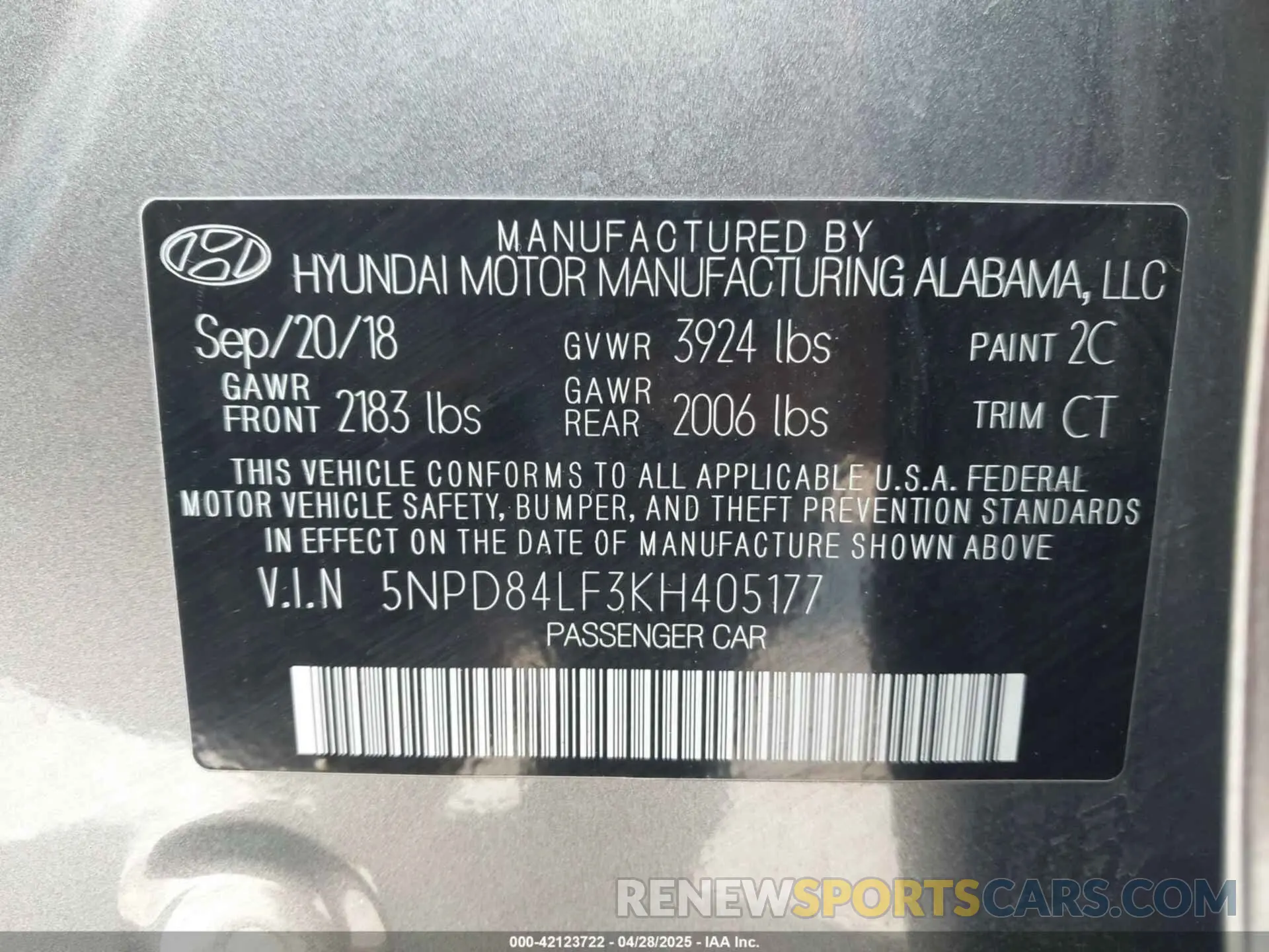 9 Photograph of a damaged car 5NPD84LF3KH405177 HYUNDAI ELANTRA 2019