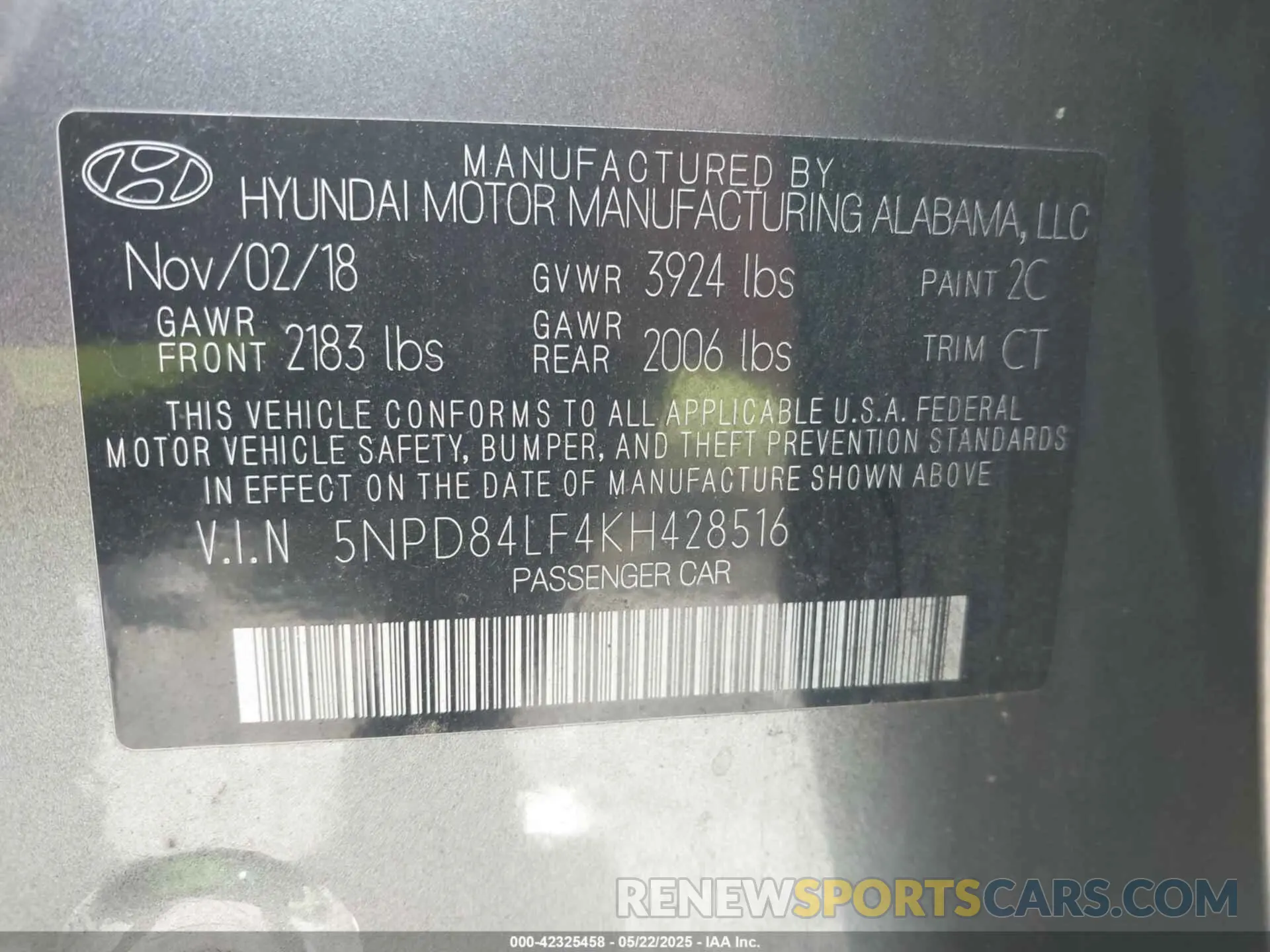 9 Photograph of a damaged car 5NPD84LF4KH428516 HYUNDAI ELANTRA 2019