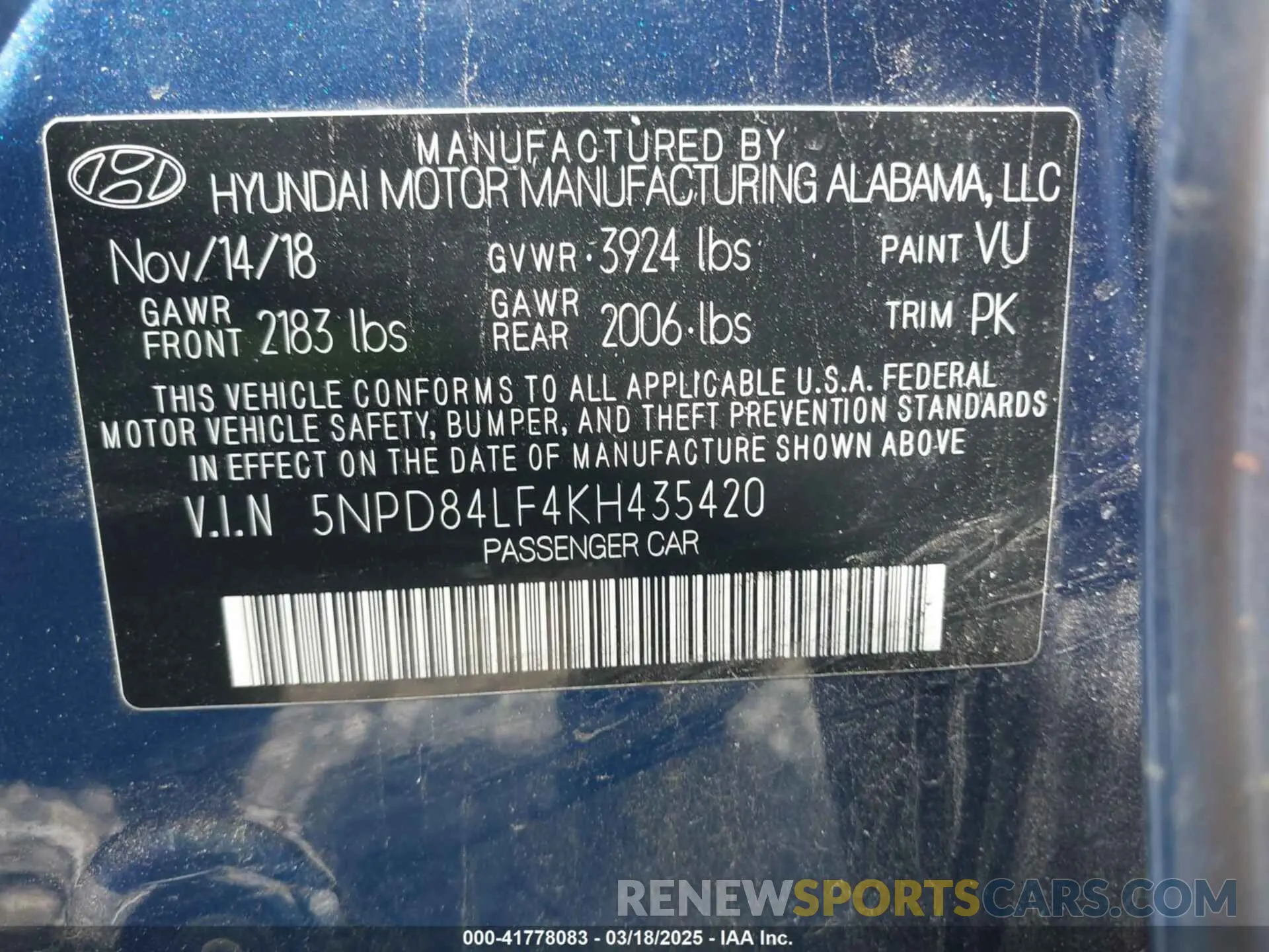 9 Photograph of a damaged car 5NPD84LF4KH435420 HYUNDAI ELANTRA 2019
