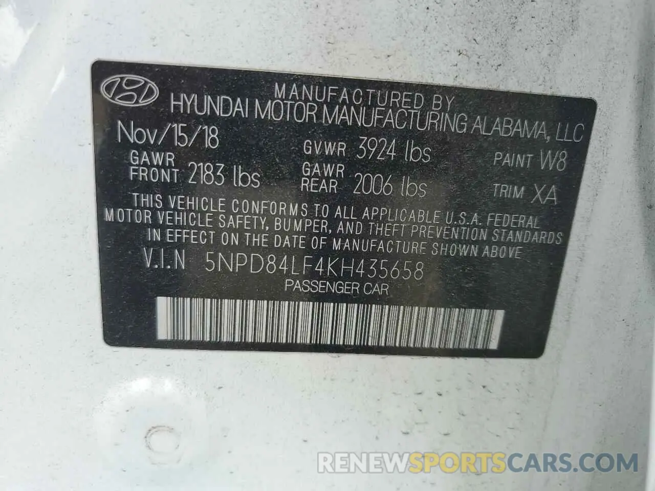 12 Photograph of a damaged car 5NPD84LF4KH435658 HYUNDAI ELANTRA 2019