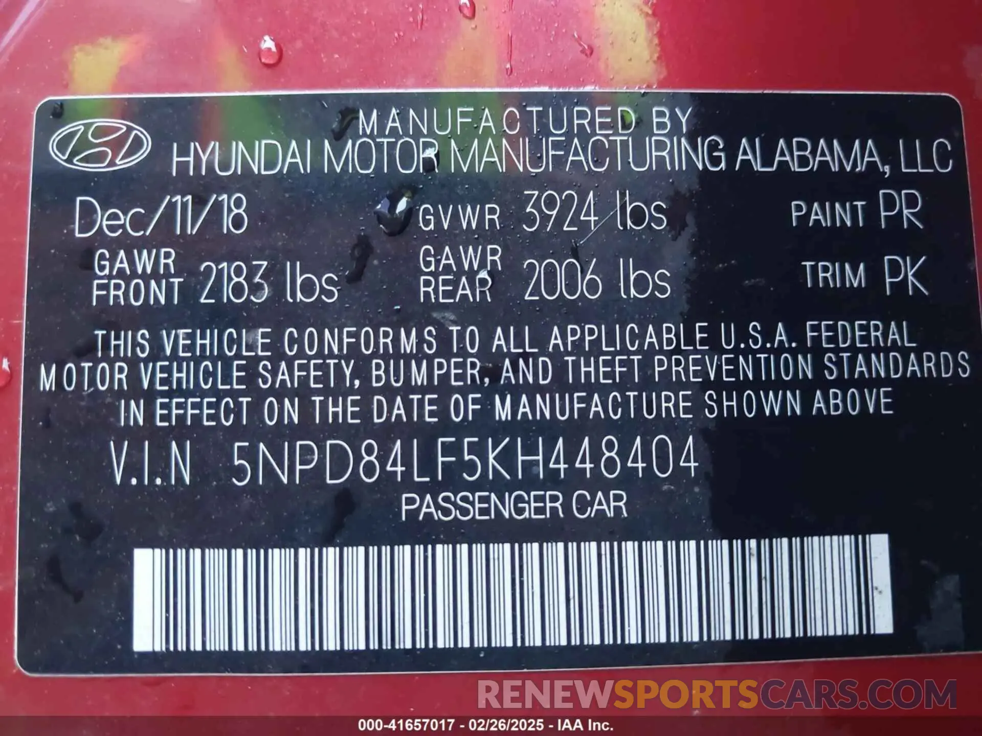 9 Photograph of a damaged car 5NPD84LF5KH448404 HYUNDAI ELANTRA 2019