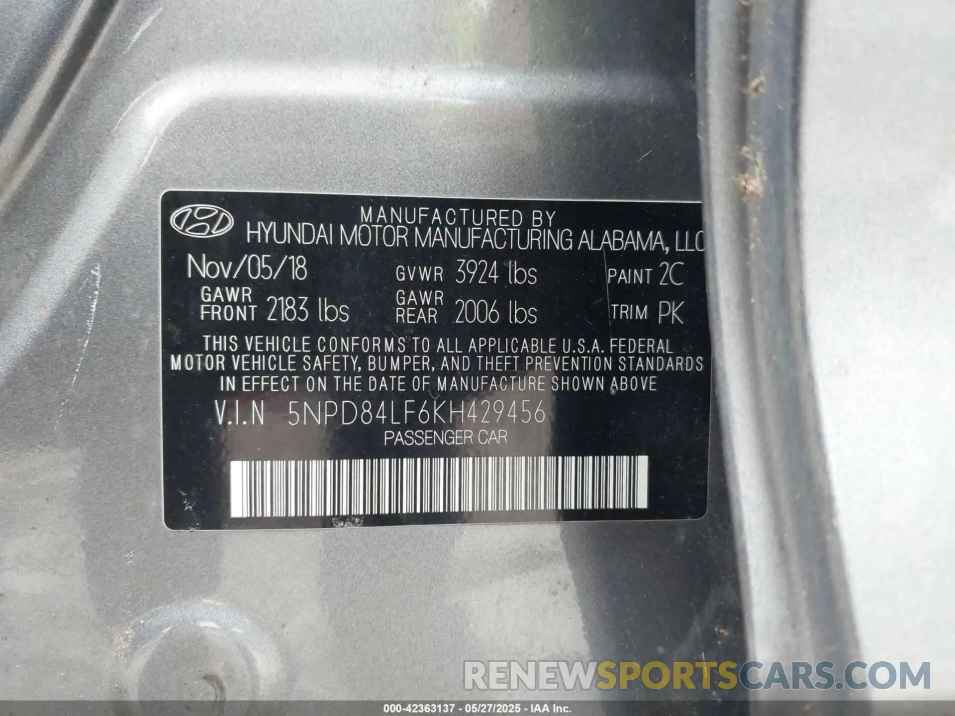 9 Photograph of a damaged car 5NPD84LF6KH429456 HYUNDAI ELANTRA 2019