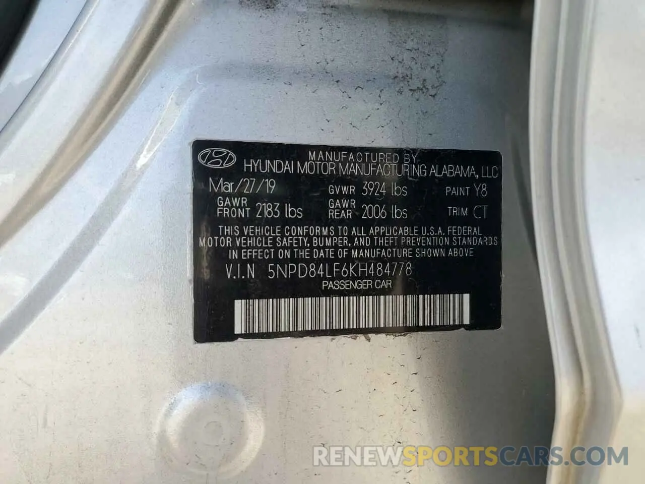 14 Photograph of a damaged car 5NPD84LF6KH484778 HYUNDAI ELANTRA 2019