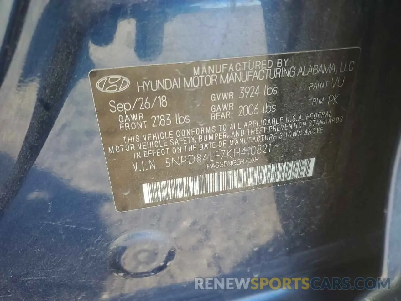 12 Photograph of a damaged car 5NPD84LF7KH410821 HYUNDAI ELANTRA 2019