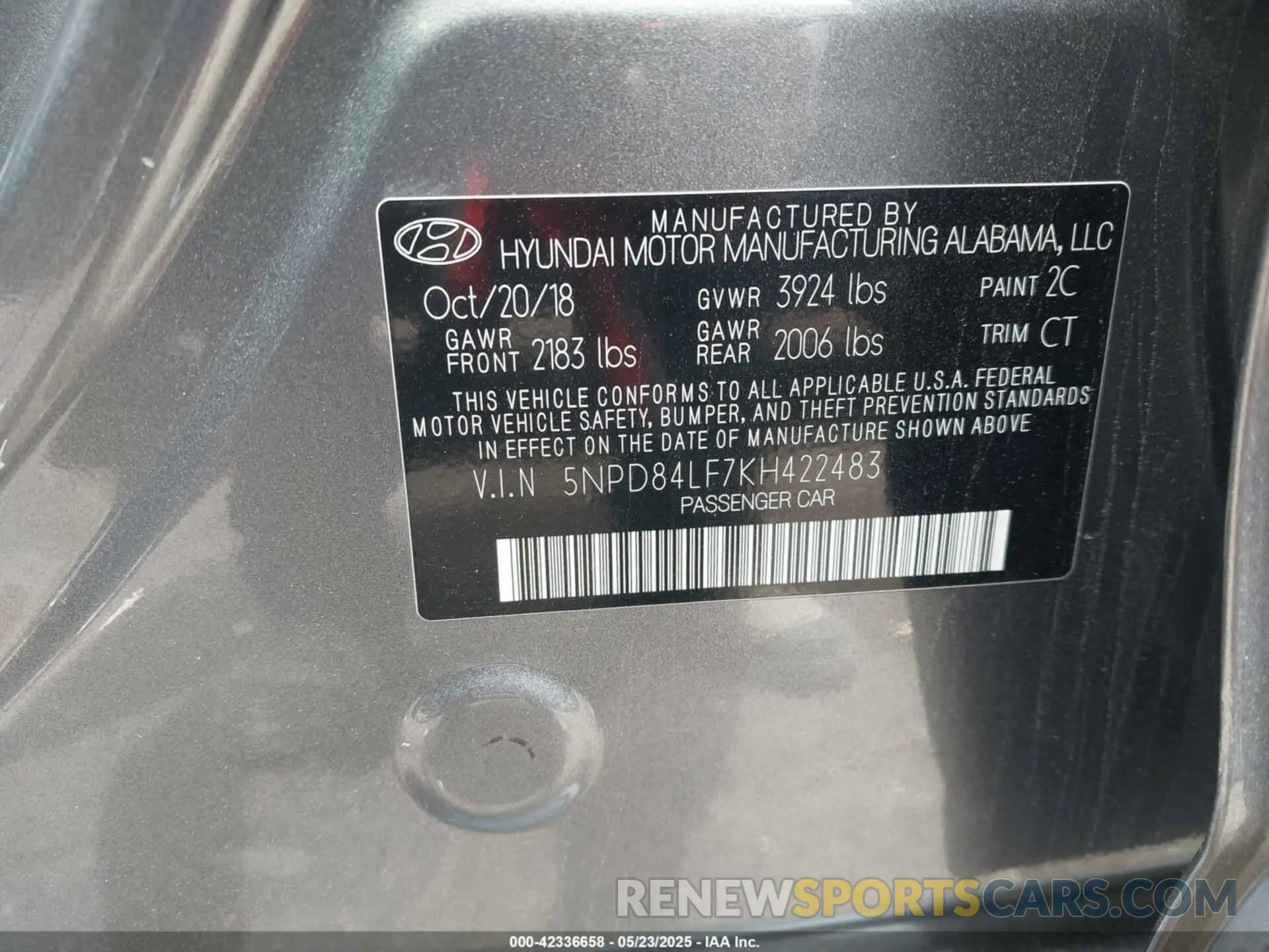 9 Photograph of a damaged car 5NPD84LF7KH422483 HYUNDAI ELANTRA 2019