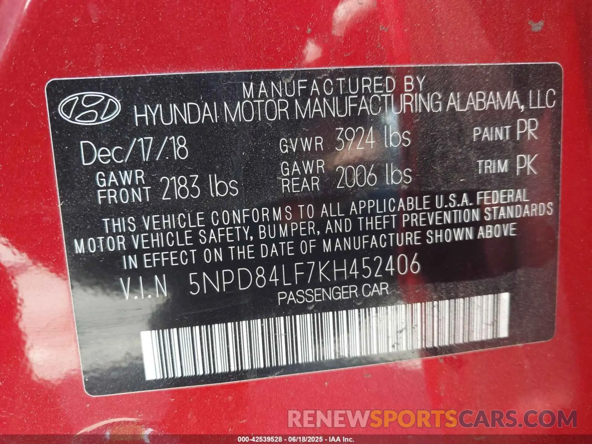 9 Photograph of a damaged car 5NPD84LF7KH452406 HYUNDAI ELANTRA 2019