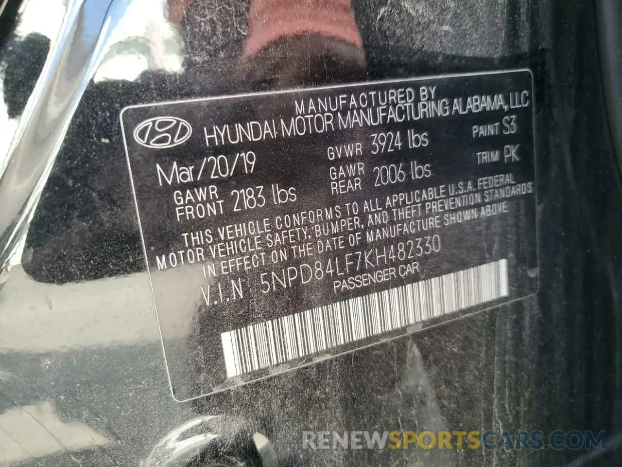 12 Photograph of a damaged car 5NPD84LF7KH482330 HYUNDAI ELANTRA 2019