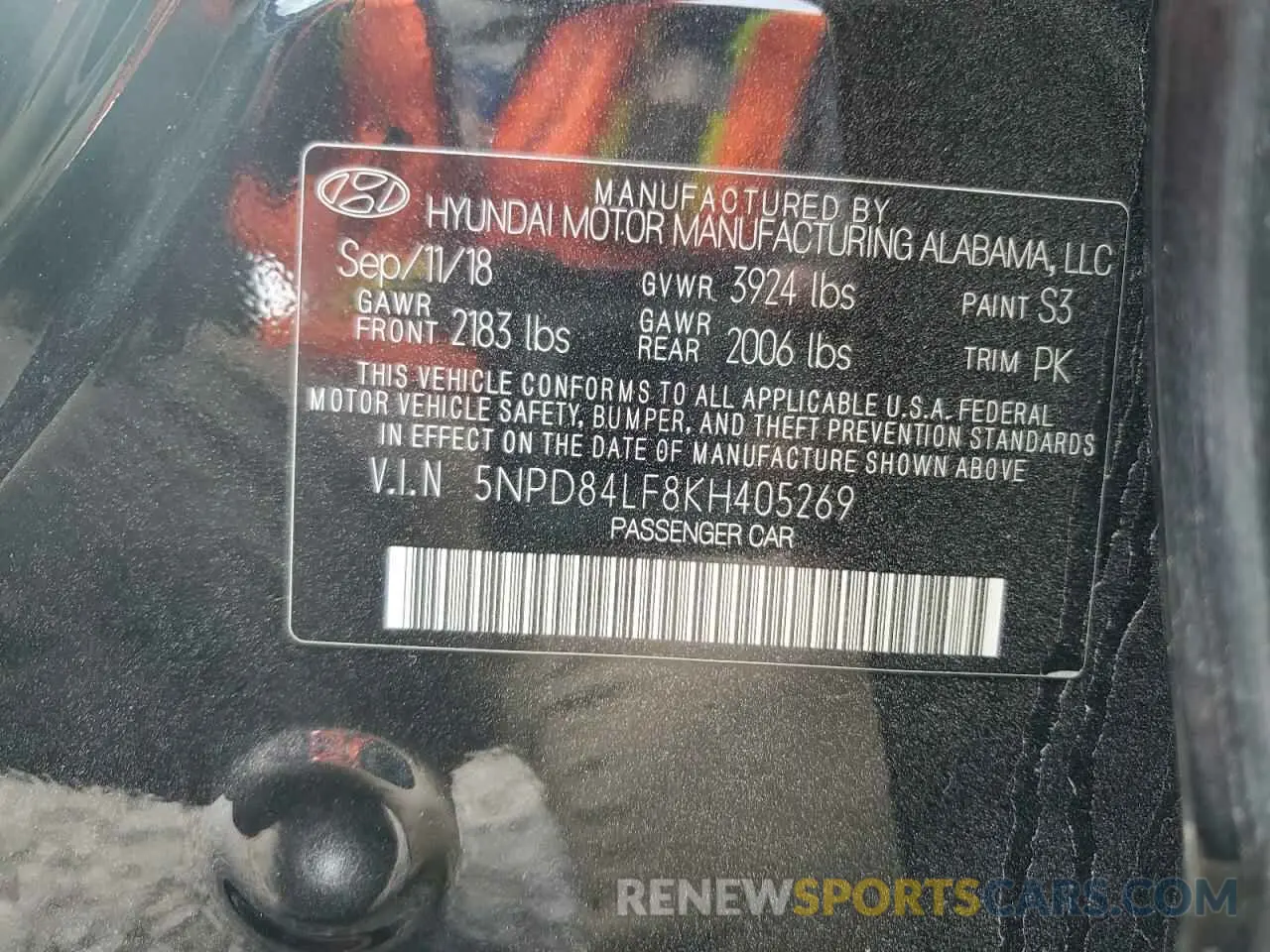 14 Photograph of a damaged car 5NPD84LF8KH405269 HYUNDAI ELANTRA 2019
