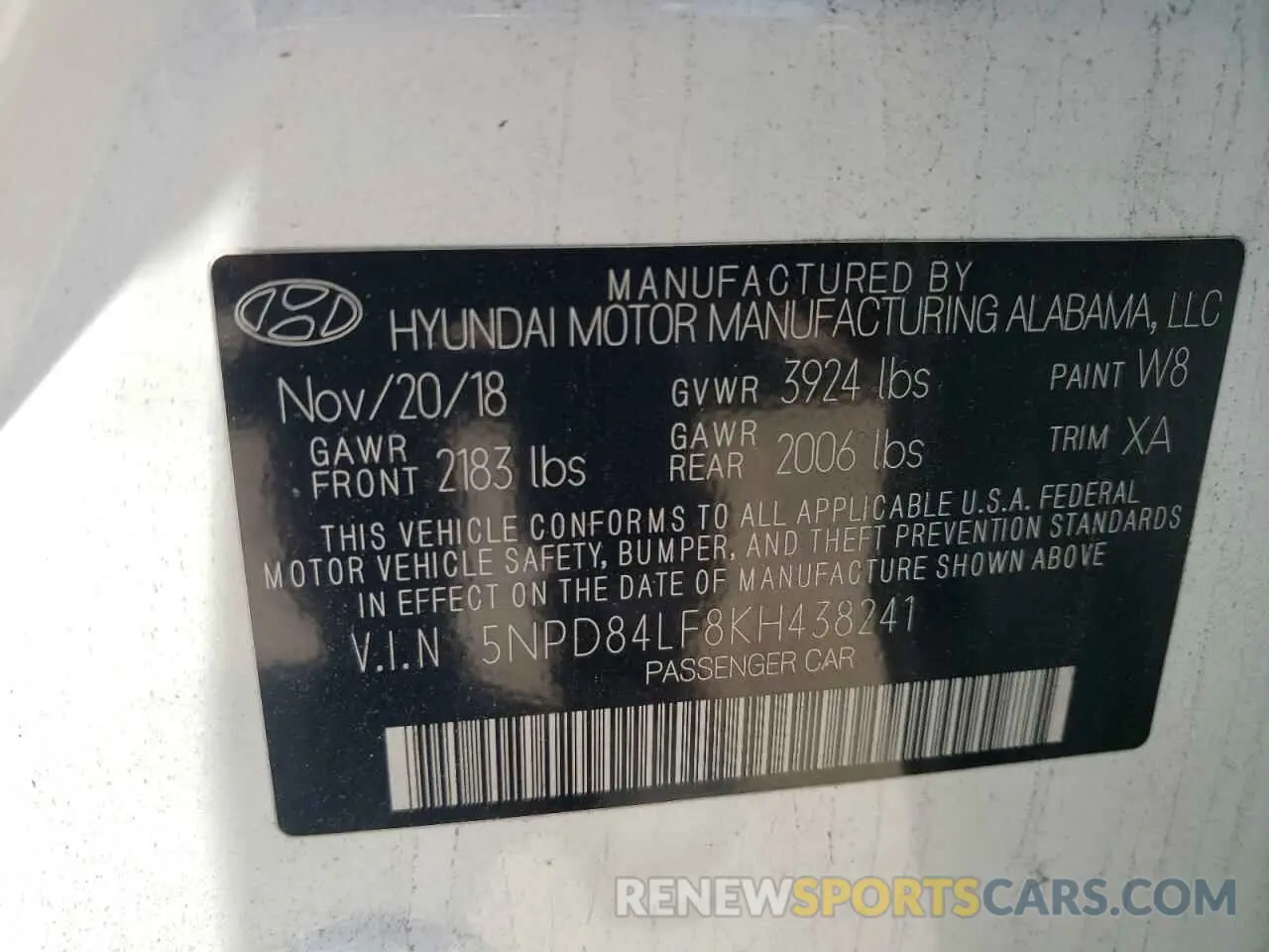 12 Photograph of a damaged car 5NPD84LF8KH438241 HYUNDAI ELANTRA 2019