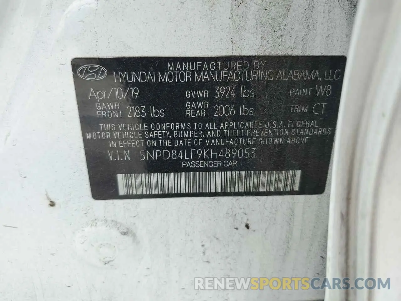 15 Photograph of a damaged car 5NPD84LF9KH489053 HYUNDAI ELANTRA 2019