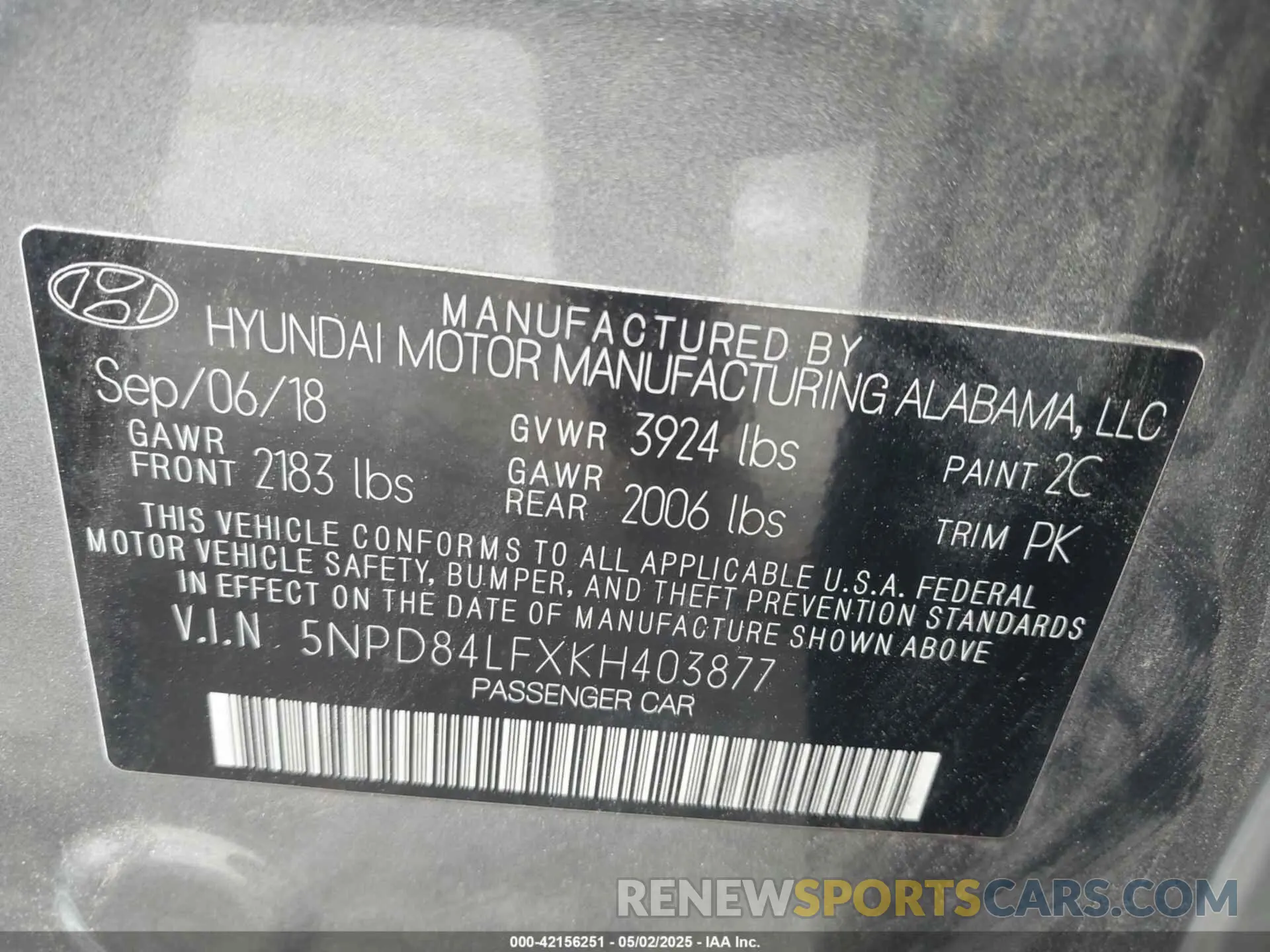 9 Photograph of a damaged car 5NPD84LFXKH403877 HYUNDAI ELANTRA 2019