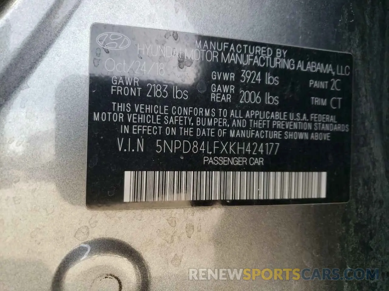 12 Photograph of a damaged car 5NPD84LFXKH424177 HYUNDAI ELANTRA 2019