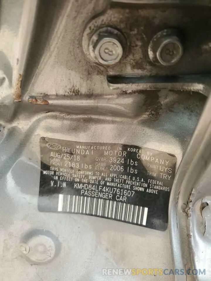 12 Photograph of a damaged car KMHD84LF4KU761607 HYUNDAI ELANTRA 2019