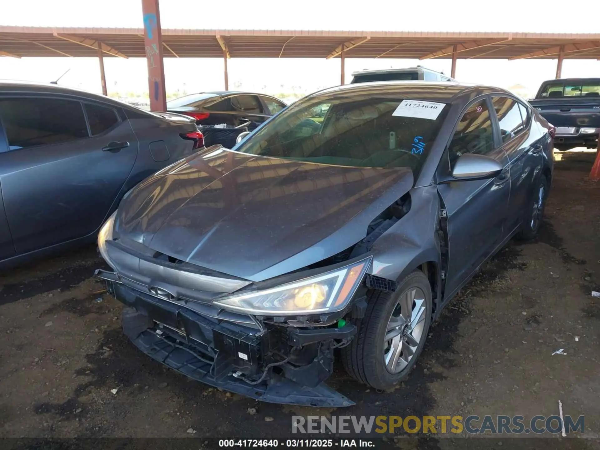 2 Photograph of a damaged car KMHD84LF8KU816835 HYUNDAI ELANTRA 2019