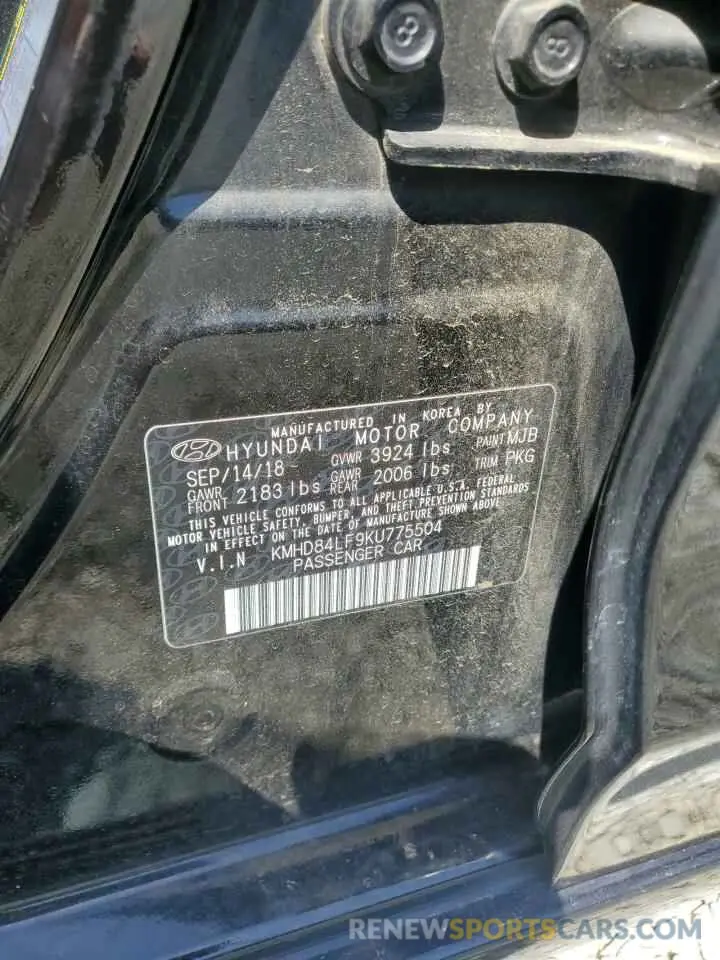 14 Photograph of a damaged car KMHD84LF9KU775504 HYUNDAI ELANTRA 2019