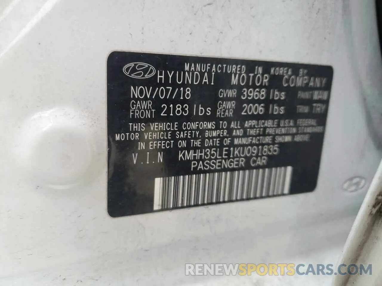 14 Photograph of a damaged car KMHH35LE1KU091835 HYUNDAI ELANTRA 2019