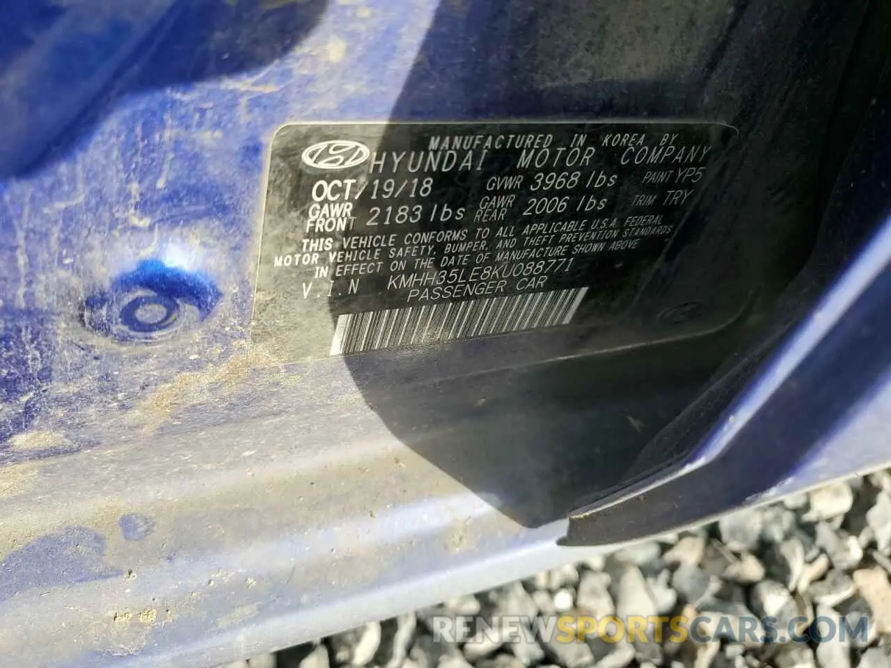 14 Photograph of a damaged car KMHH35LE8KU088771 HYUNDAI ELANTRA 2019