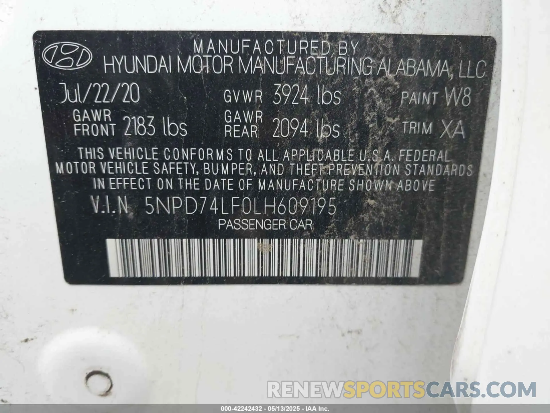 9 Photograph of a damaged car 5NPD74LF0LH609195 HYUNDAI ELANTRA 2020