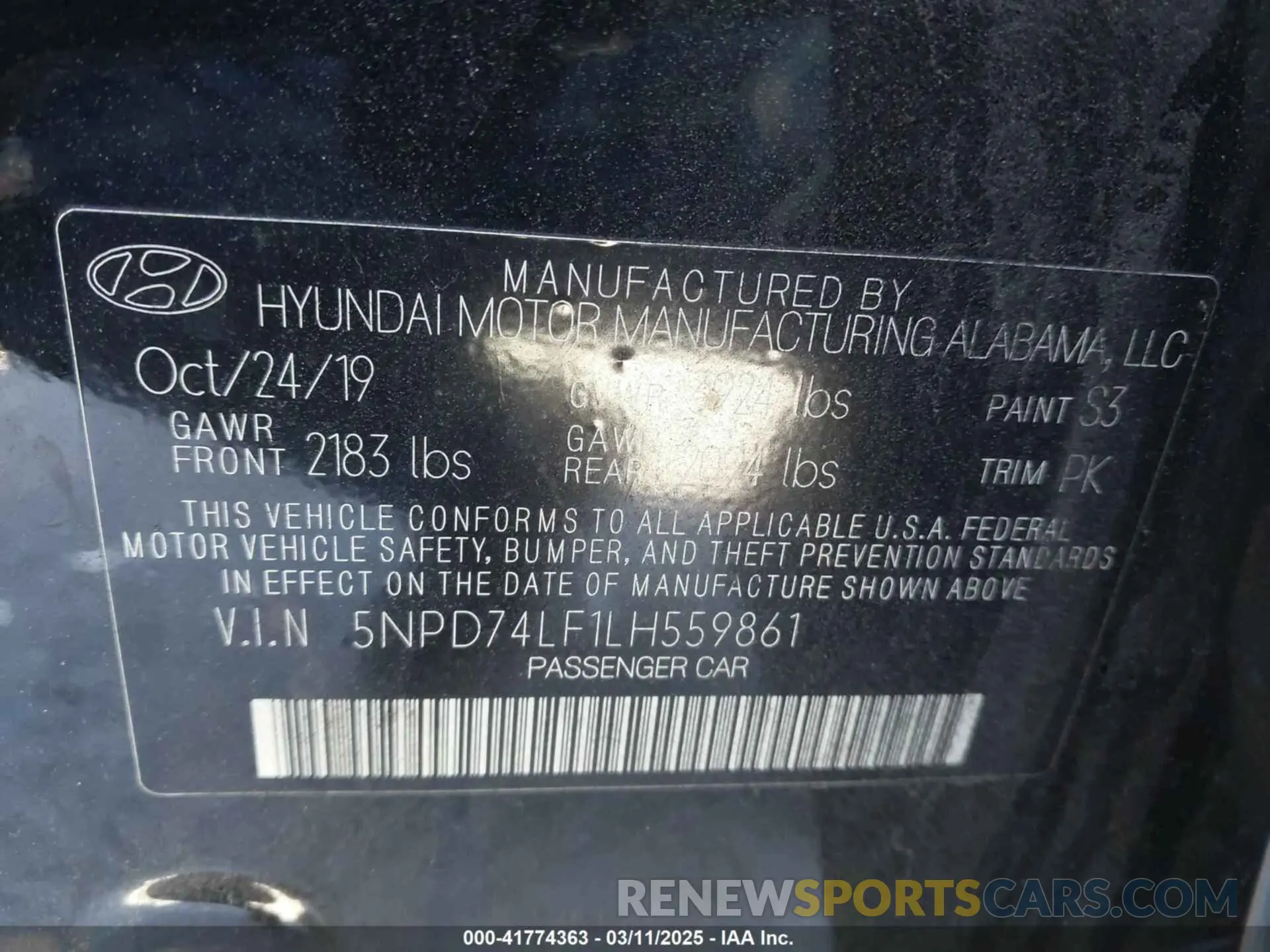 9 Photograph of a damaged car 5NPD74LF1LH559861 HYUNDAI ELANTRA 2020