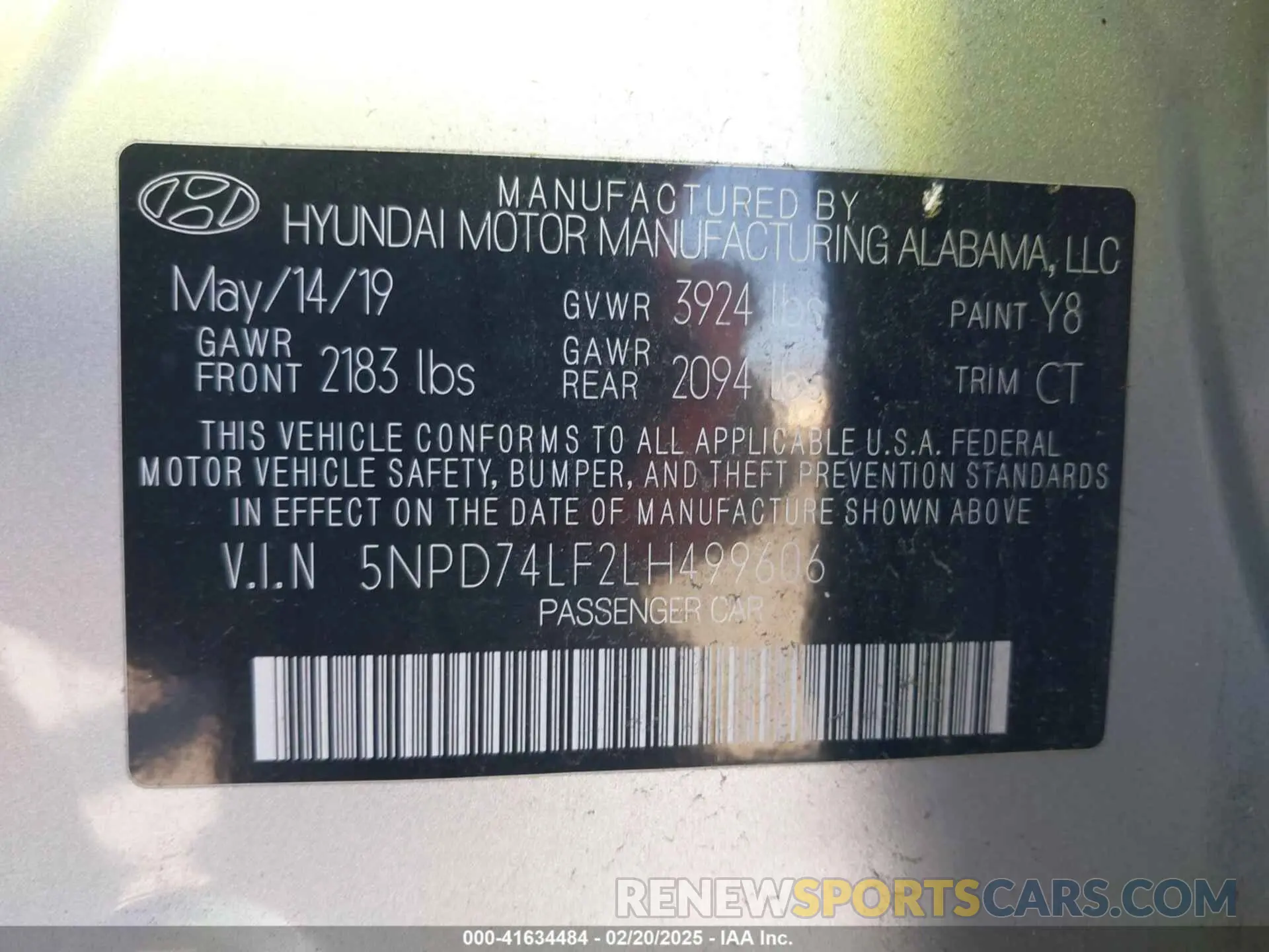 9 Photograph of a damaged car 5NPD74LF2LH499606 HYUNDAI ELANTRA 2020