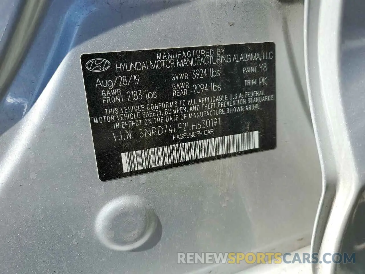 12 Photograph of a damaged car 5NPD74LF2LH530191 HYUNDAI ELANTRA 2020