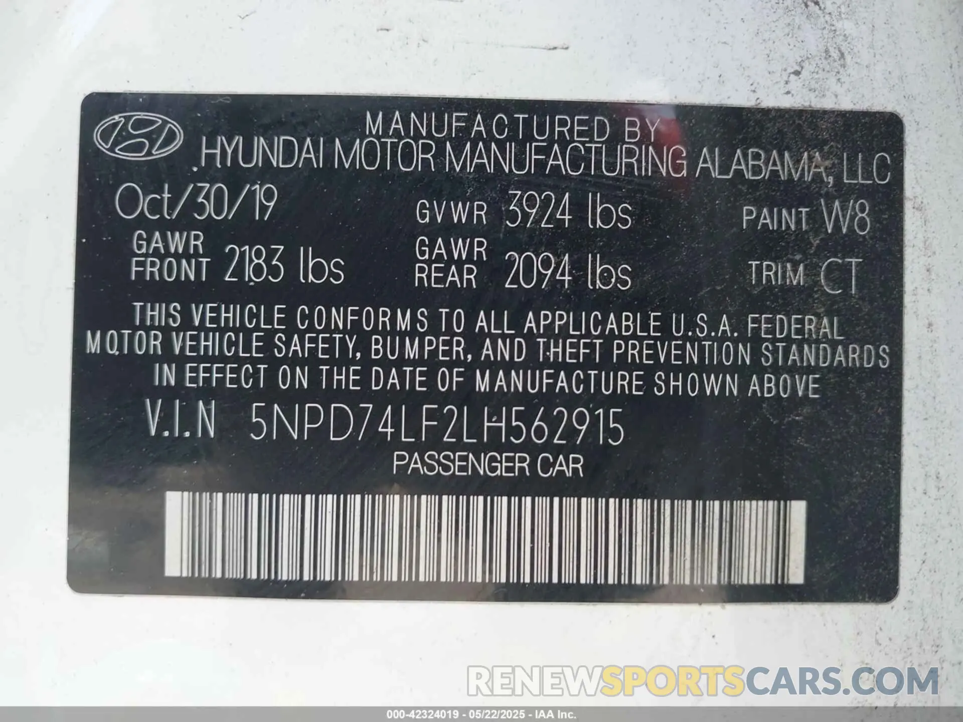 9 Photograph of a damaged car 5NPD74LF2LH562915 HYUNDAI ELANTRA 2020