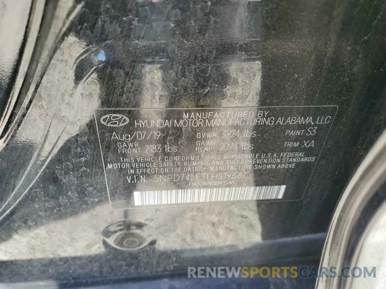 12 Photograph of a damaged car 5NPD74LF3LH519667 HYUNDAI ELANTRA 2020