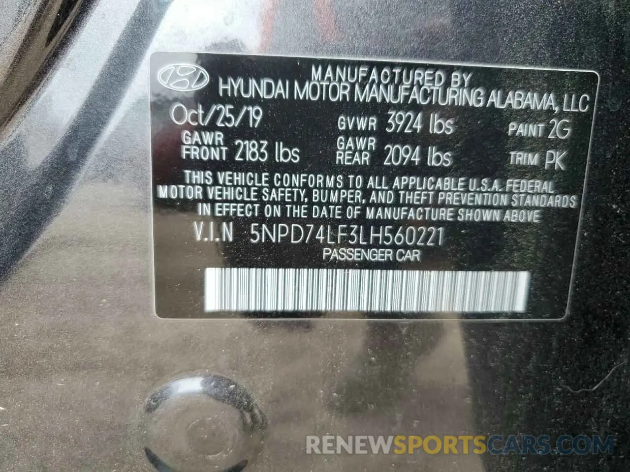 12 Photograph of a damaged car 5NPD74LF3LH560221 HYUNDAI ELANTRA 2020