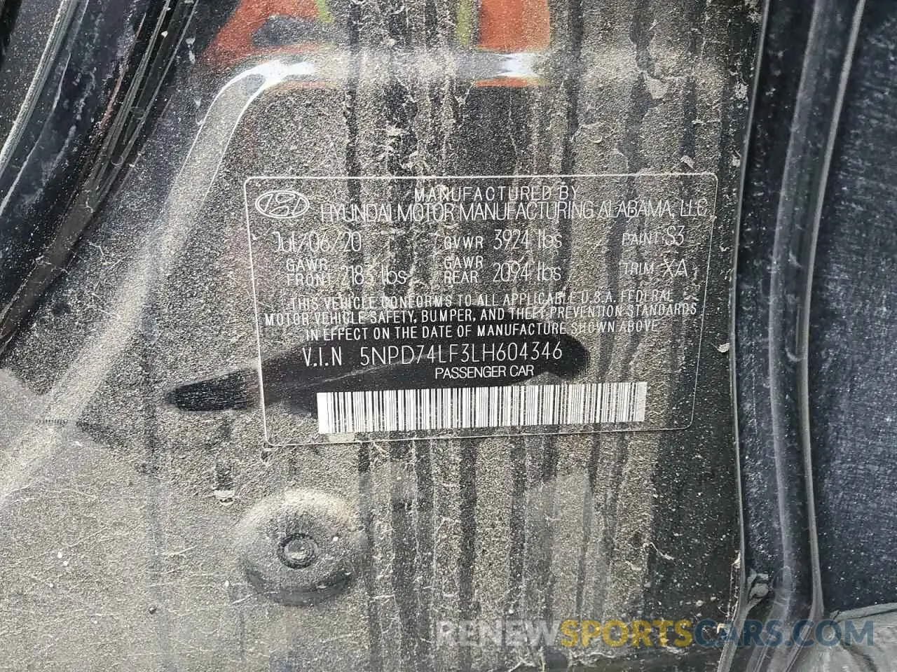 13 Photograph of a damaged car 5NPD74LF3LH604346 HYUNDAI ELANTRA 2020