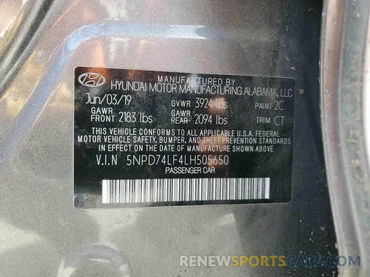 13 Photograph of a damaged car 5NPD74LF4LH505650 HYUNDAI ELANTRA 2020
