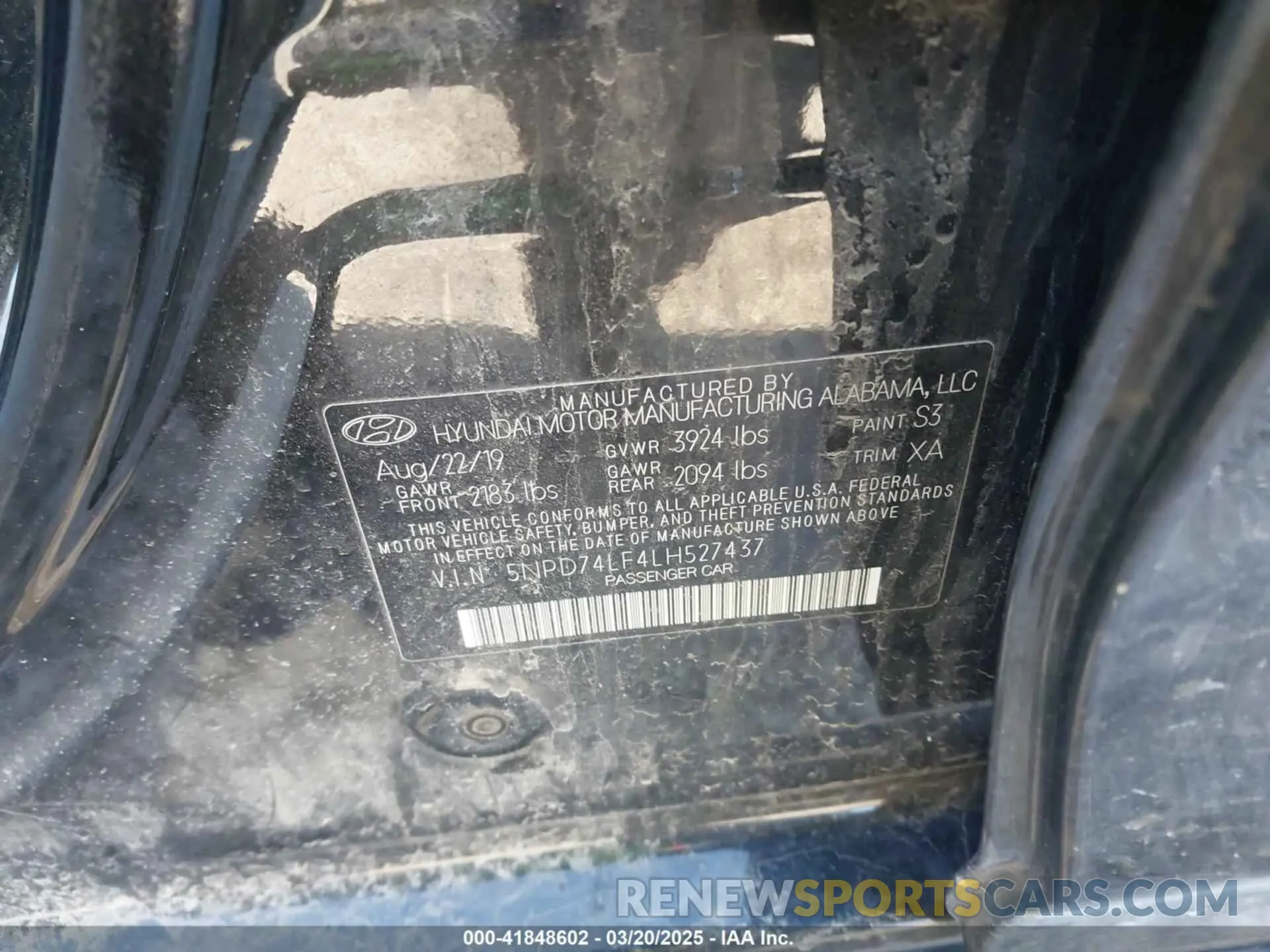 9 Photograph of a damaged car 5NPD74LF4LH527437 HYUNDAI ELANTRA 2020