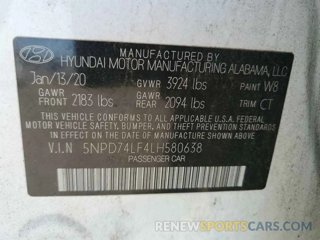 12 Photograph of a damaged car 5NPD74LF4LH580638 HYUNDAI ELANTRA 2020