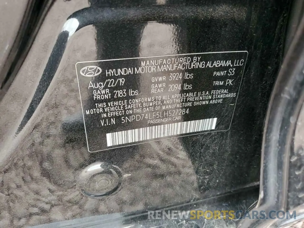 14 Photograph of a damaged car 5NPD74LF5LH527284 HYUNDAI ELANTRA 2020