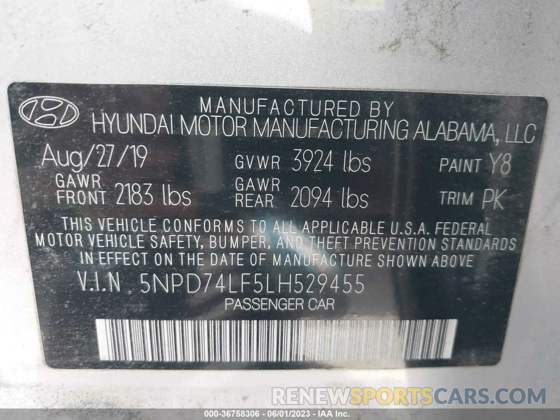 9 Photograph of a damaged car 5NPD74LF5LH529455 HYUNDAI ELANTRA 2020