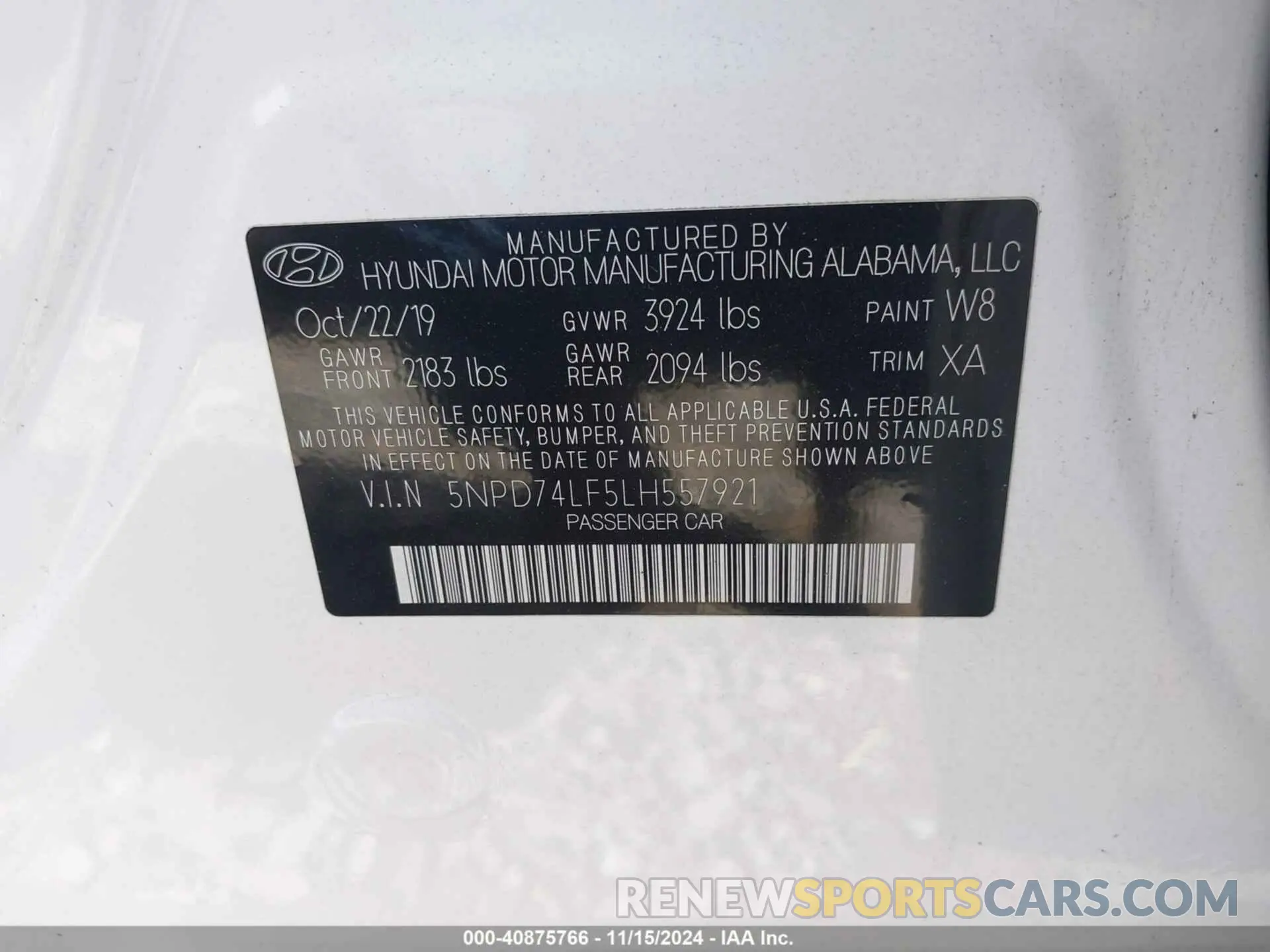 9 Photograph of a damaged car 5NPD74LF5LH557921 HYUNDAI ELANTRA 2020