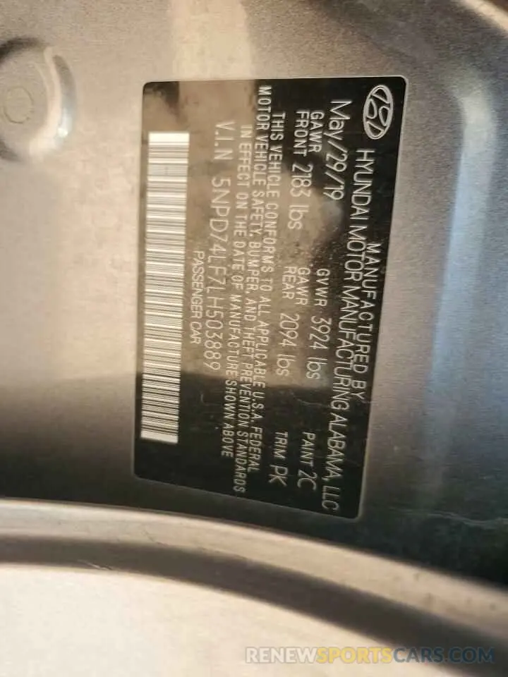 12 Photograph of a damaged car 5NPD74LF7LH503889 HYUNDAI ELANTRA 2020