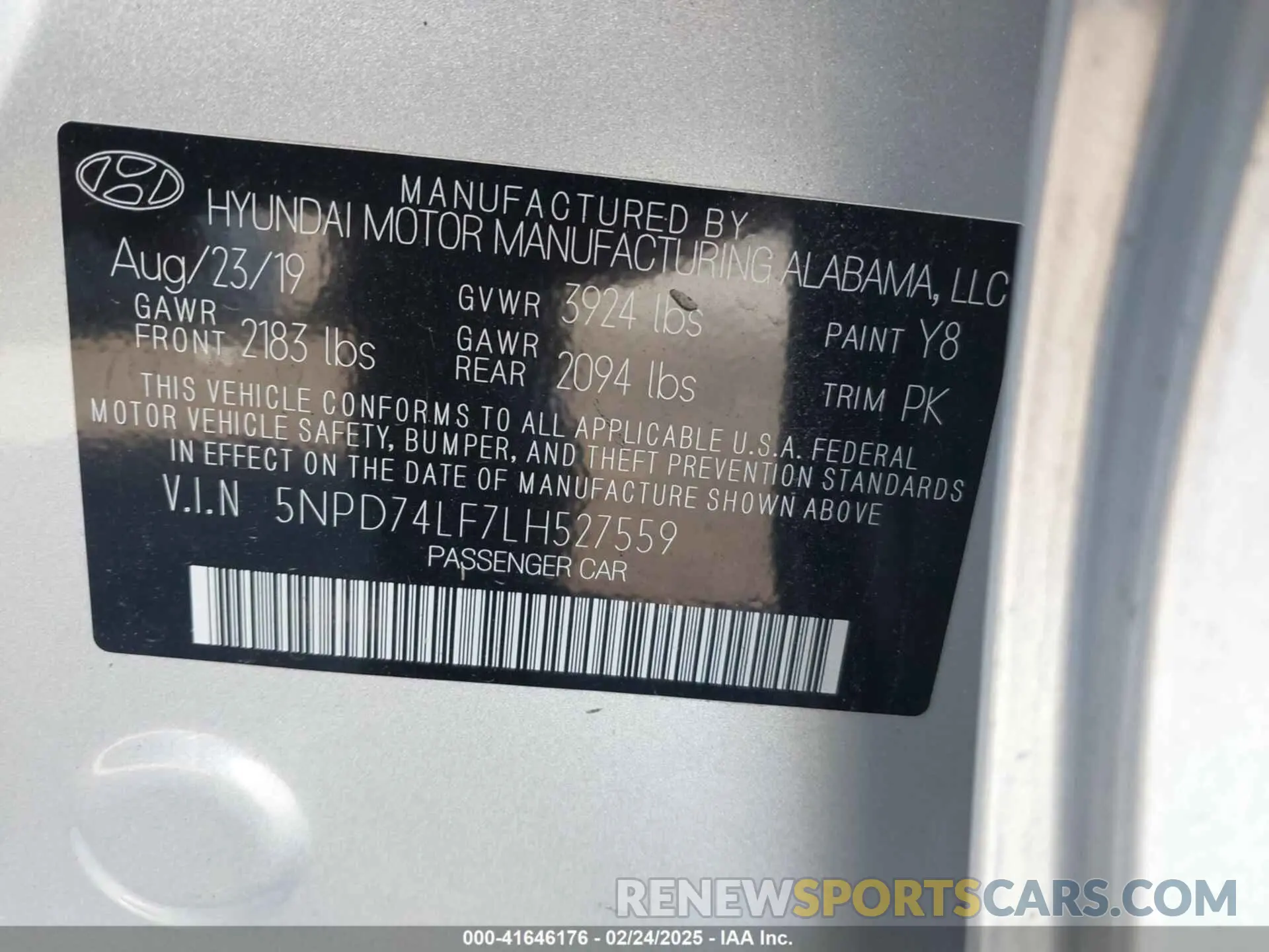 9 Photograph of a damaged car 5NPD74LF7LH527559 HYUNDAI ELANTRA 2020